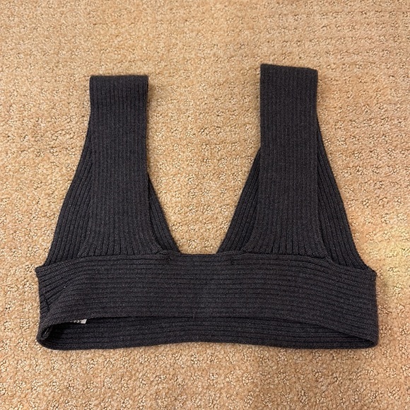 Zara Grey Ribbed Knit Bra Top, size small & medium - Picture 2 of 3